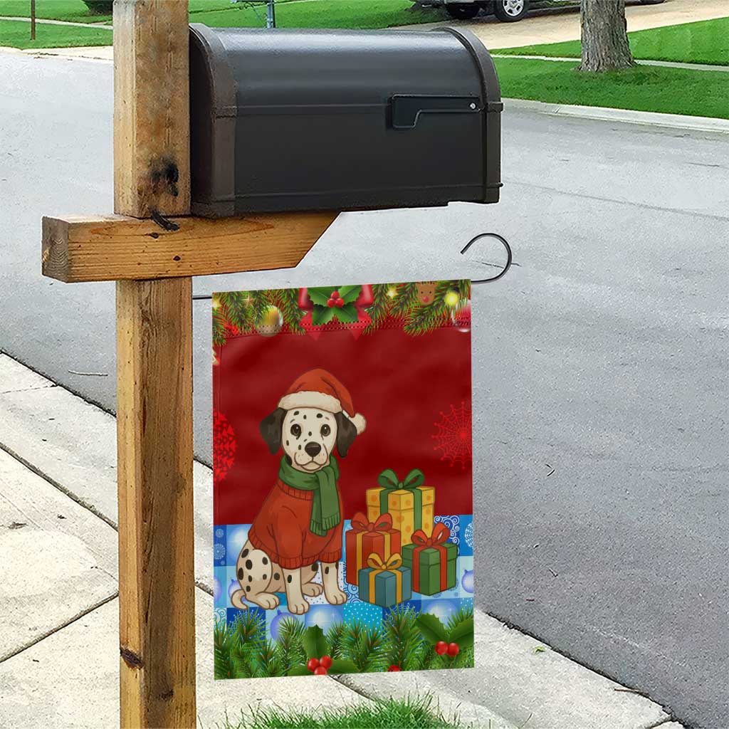 Croatia Christmas Garden Flag with Dalmatian Dog Presents and Red Plaid Holiday - Wonder Print Shop