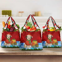 Croatia Christmas Grocery Bag with Dalmatian Dog Presents and Red Plaid Holiday - Wonder Print Shop