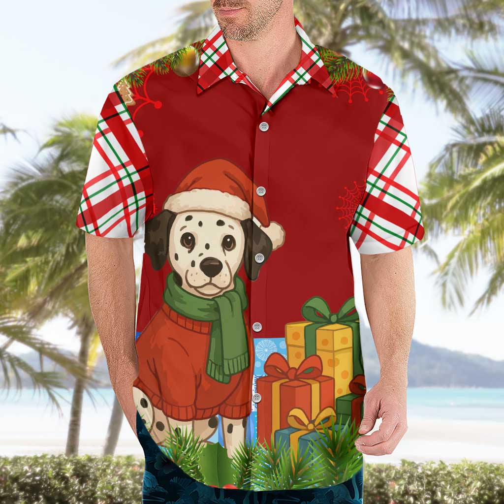 Croatia Christmas Hawaiian Shirt with Dalmatian Dog Presents and Red Plaid Holiday - Wonder Print Shop