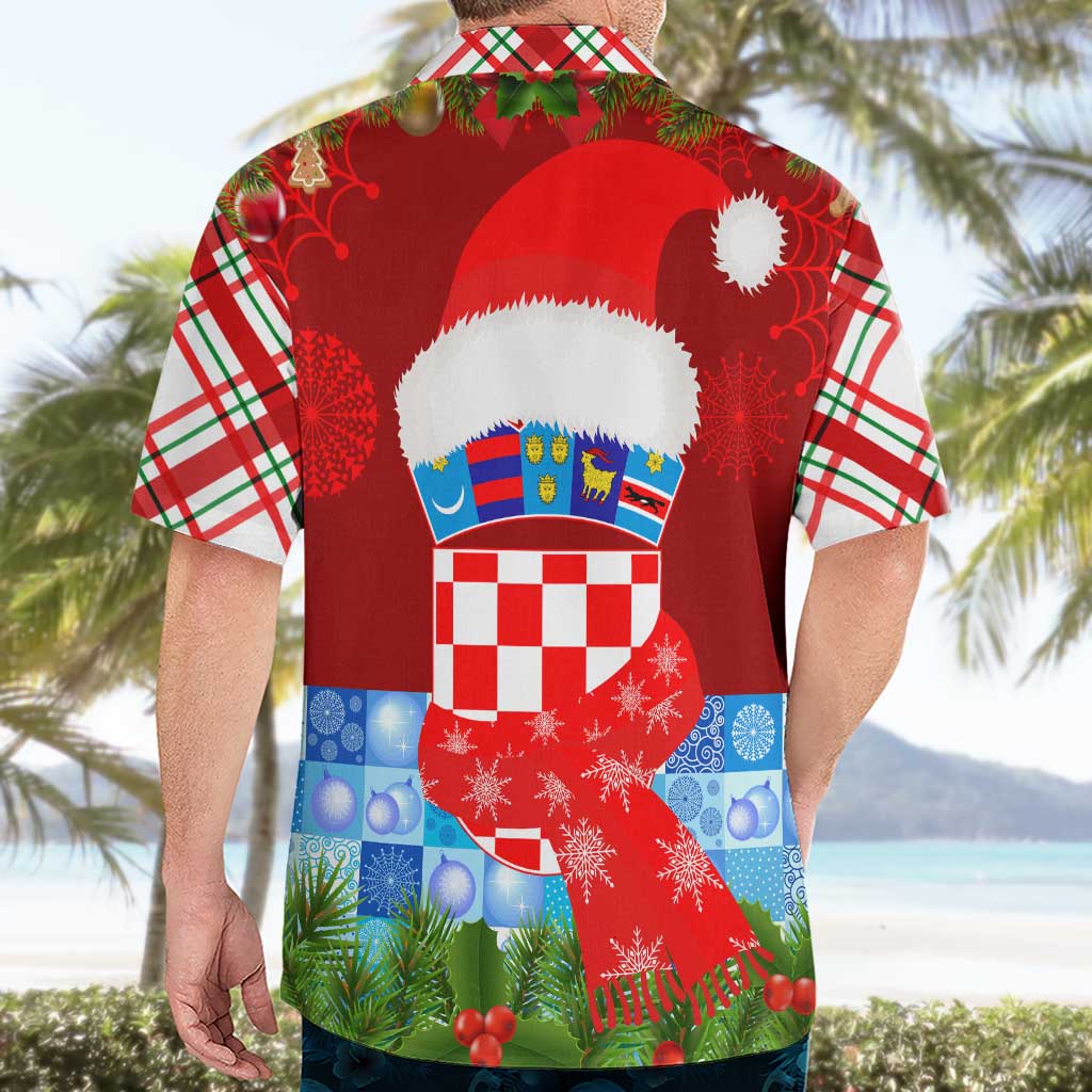 Croatia Christmas Hawaiian Shirt with Dalmatian Dog Presents and Red Plaid Holiday - Wonder Print Shop
