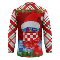 Croatia Christmas Hockey Jersey with Dalmatian Dog Presents and Red Plaid Holiday - Wonder Print Shop