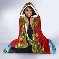 Croatia Christmas Hooded Blanket with Dalmatian Dog Presents and Red Plaid Holiday - Wonder Print Shop