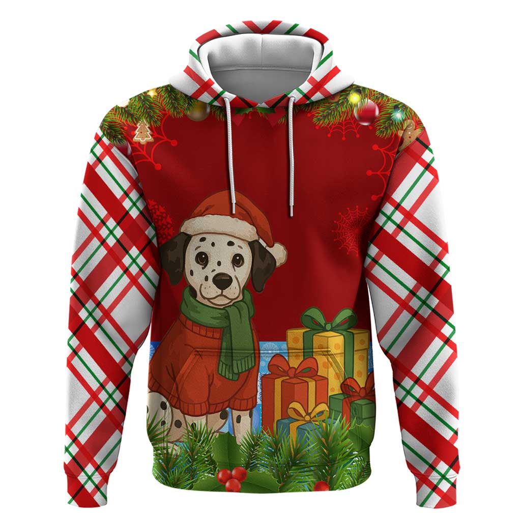 Croatia Christmas Hoodie with Dalmatian Dog Presents and Red Plaid Holiday - Wonder Print Shop