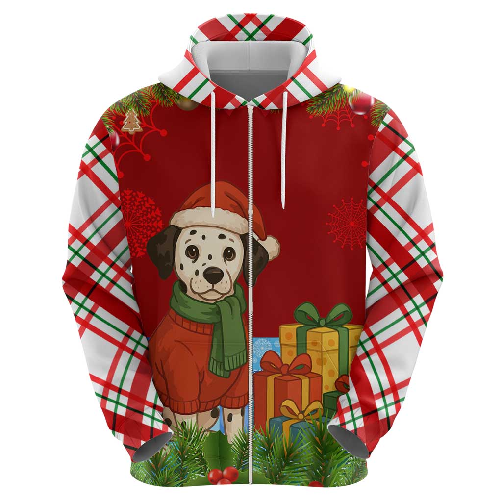 Croatia Christmas Hoodie with Dalmatian Dog Presents and Red Plaid Holiday - Wonder Print Shop
