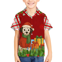Croatia Christmas Kid Hawaiian Shirt with Dalmatian Dog Presents and Red Plaid Holiday - Wonder Print Shop