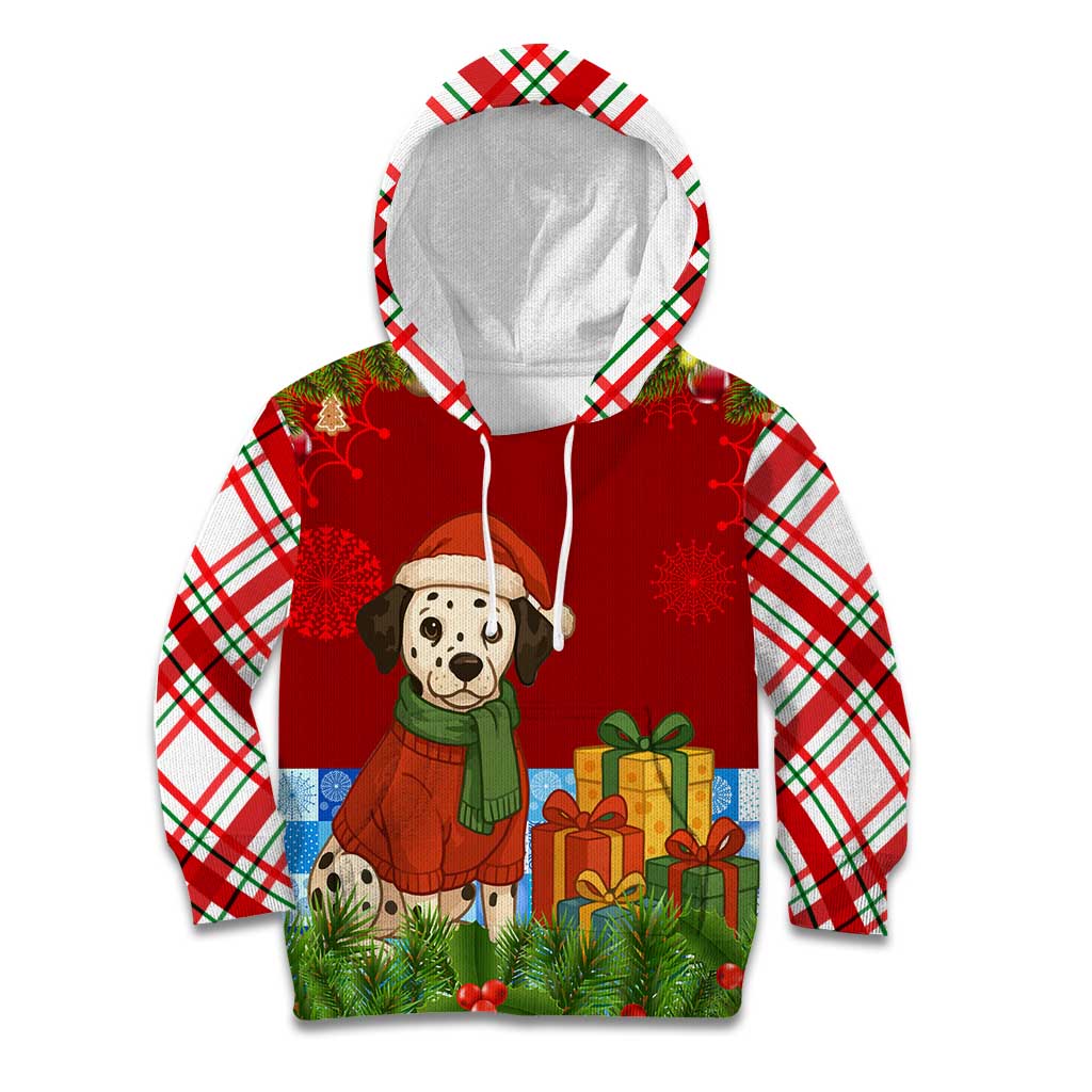 Croatia Christmas Kid Hoodie with Dalmatian Dog Presents and Red Plaid Holiday - Wonder Print Shop