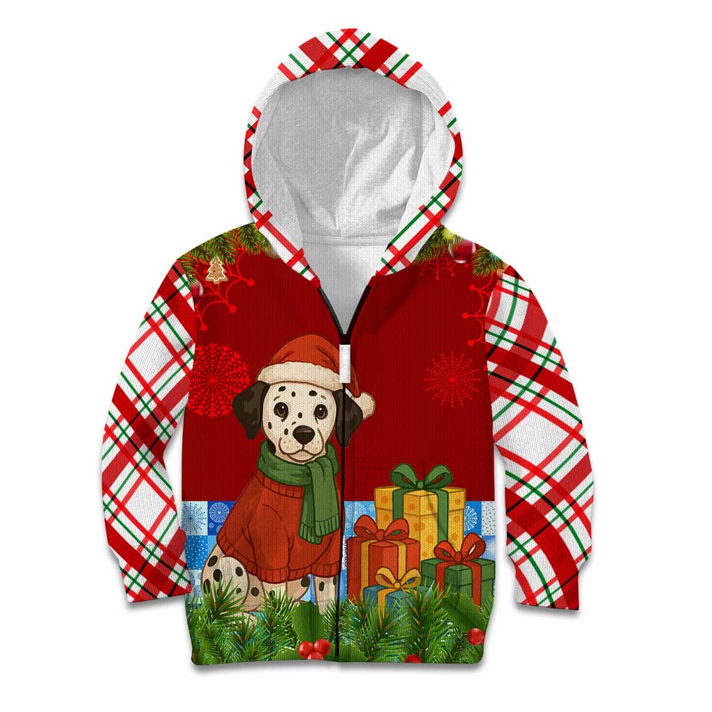 Croatia Christmas Kid Hoodie with Dalmatian Dog Presents and Red Plaid Holiday - Wonder Print Shop
