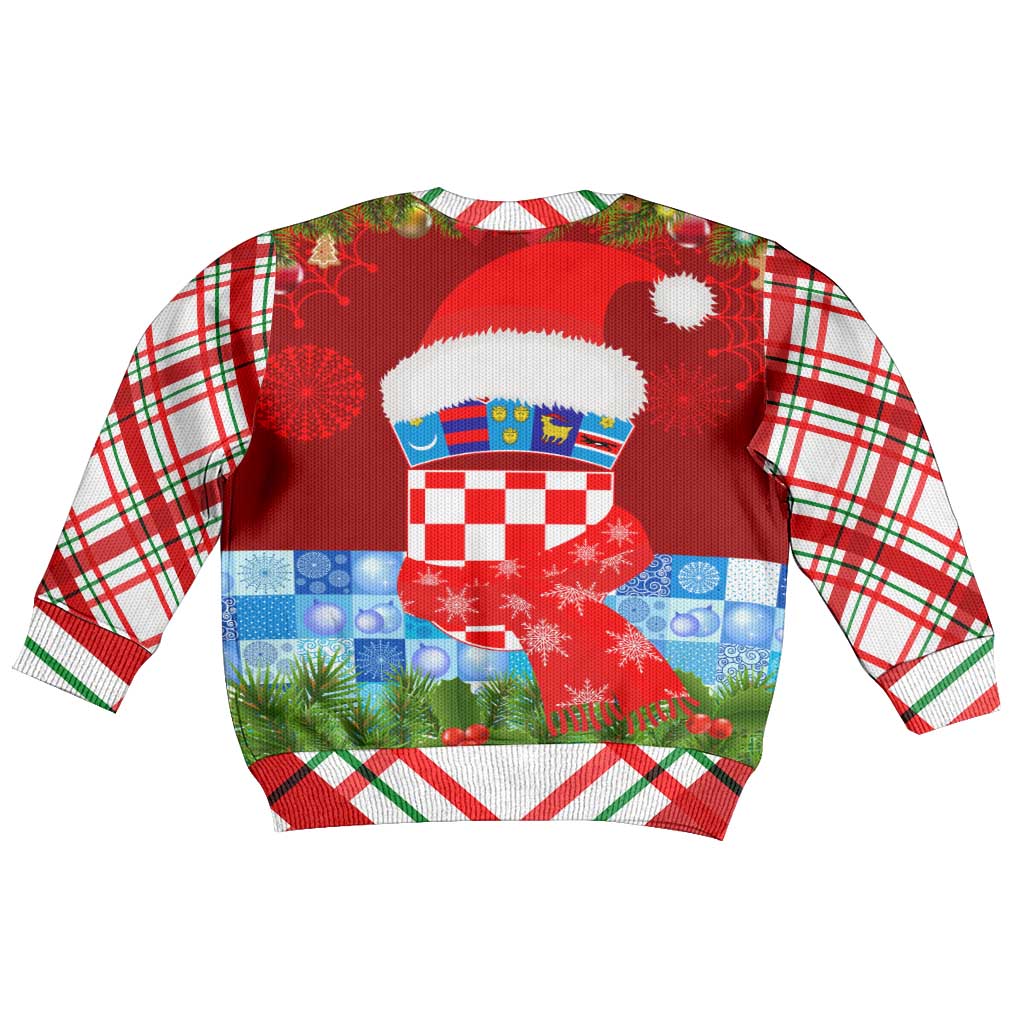 Croatia Christmas Kid Ugly Christmas Sweater with Dalmatian Dog Presents and Red Plaid Holiday - Wonder Print Shop