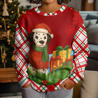 Croatia Christmas Kid Ugly Christmas Sweater with Dalmatian Dog Presents and Red Plaid Holiday - Wonder Print Shop