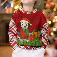Croatia Christmas Kid Ugly Christmas Sweater with Dalmatian Dog Presents and Red Plaid Holiday - Wonder Print Shop