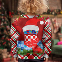 Croatia Christmas Kid Ugly Christmas Sweater with Dalmatian Dog Presents and Red Plaid Holiday - Wonder Print Shop