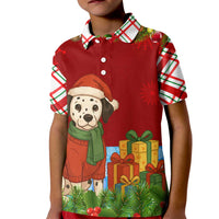 Croatia Christmas Kid Polo Shirt with Dalmatian Dog Presents and Red Plaid Holiday - Wonder Print Shop