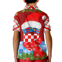 Croatia Christmas Kid Polo Shirt with Dalmatian Dog Presents and Red Plaid Holiday - Wonder Print Shop