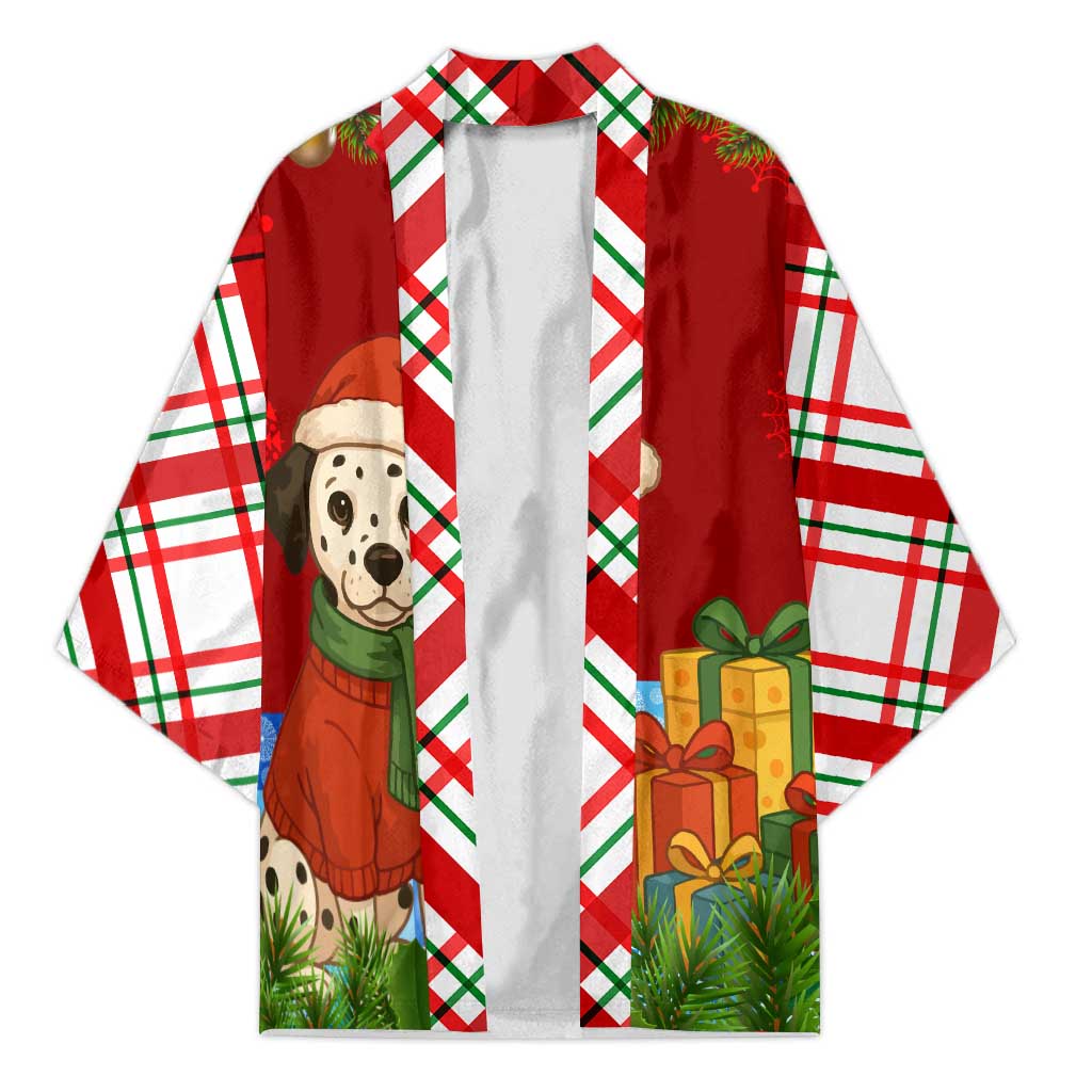 Croatia Christmas Kimono with Dalmatian Dog Presents and Red Plaid Holiday - Wonder Print Shop