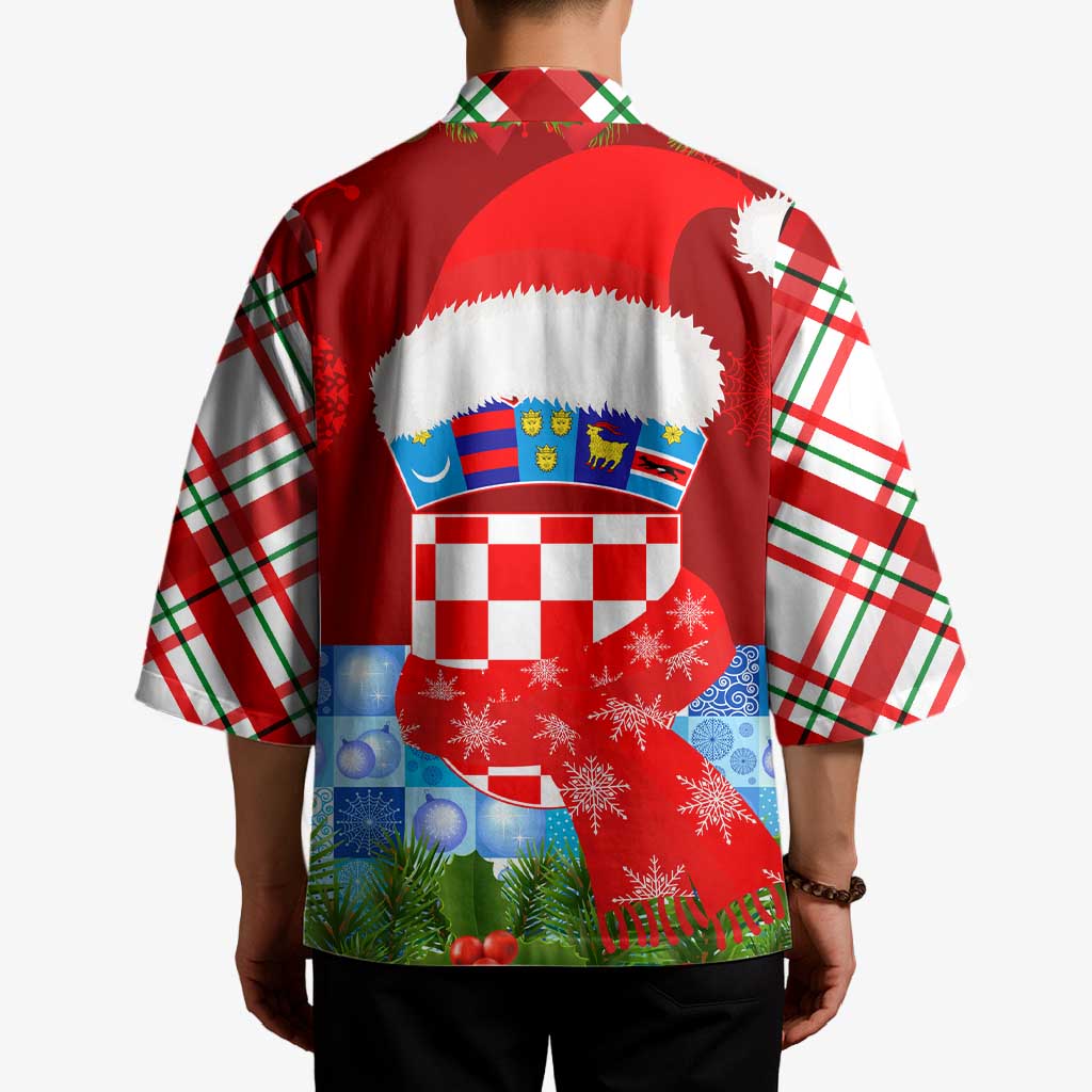 Croatia Christmas Kimono with Dalmatian Dog Presents and Red Plaid Holiday - Wonder Print Shop