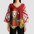 Croatia Christmas Kimono Sleeve Blouse with Dalmatian Dog Presents and Red Plaid Holiday - Wonder Print Shop