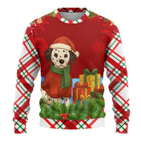 Croatia Christmas Ugly Christmas Sweater with Dalmatian Dog Presents and Red Plaid Holiday - Wonder Print Shop