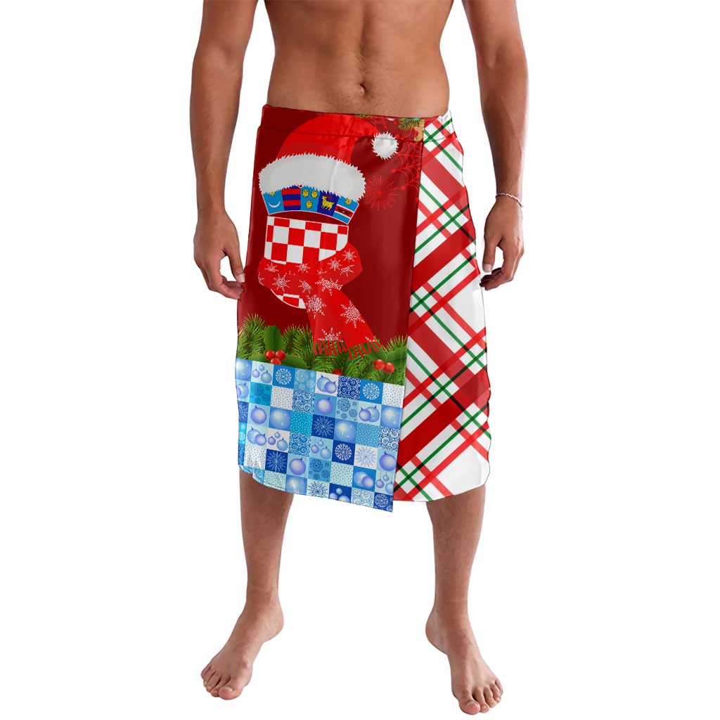 Croatia Christmas Lavalava with Dalmatian Dog Presents and Red Plaid Holiday - Wonder Print Shop