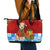 Croatia Christmas Leather Tote Bag with Dalmatian Dog Presents and Red Plaid Holiday - Wonder Print Shop