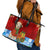 Croatia Christmas Leather Tote Bag with Dalmatian Dog Presents and Red Plaid Holiday - Wonder Print Shop