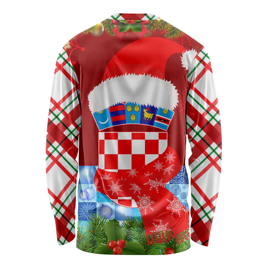 Croatia Christmas Long Sleeve Shirt with Dalmatian Dog Presents and Red Plaid Holiday - Wonder Print Shop
