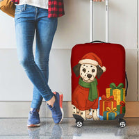 Croatia Christmas Luggage Cover with Dalmatian Dog Presents and Red Plaid Holiday - Wonder Print Shop