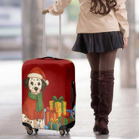 Croatia Christmas Luggage Cover with Dalmatian Dog Presents and Red Plaid Holiday - Wonder Print Shop