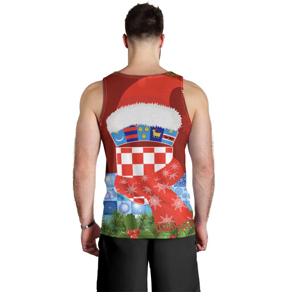 Croatia Christmas Men Tank Top with Dalmatian Dog Presents and Red Plaid Holiday - Wonder Print Shop