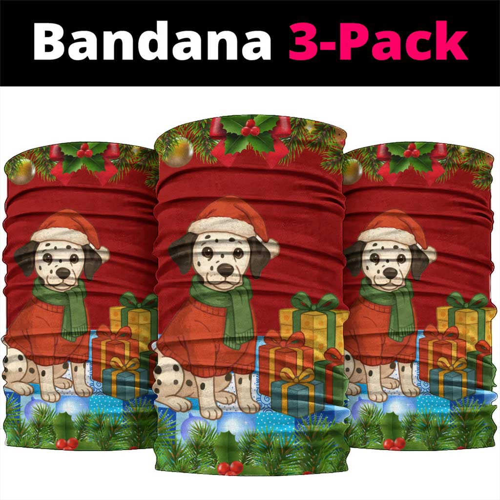 Croatia Christmas Neck Gaiter with Dalmatian Dog Presents and Red Plaid Holiday - Wonder Print Shop