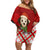 Croatia Christmas Off Shoulder Short Dress with Dalmatian Dog Presents and Red Plaid Holiday - Wonder Print Shop