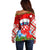 Croatia Christmas Off Shoulder Sweater with Dalmatian Dog Presents and Red Plaid Holiday - Wonder Print Shop