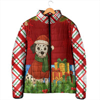 Croatia Christmas Padded Jacket with Dalmatian Dog Presents and Red Plaid Holiday - Wonder Print Shop