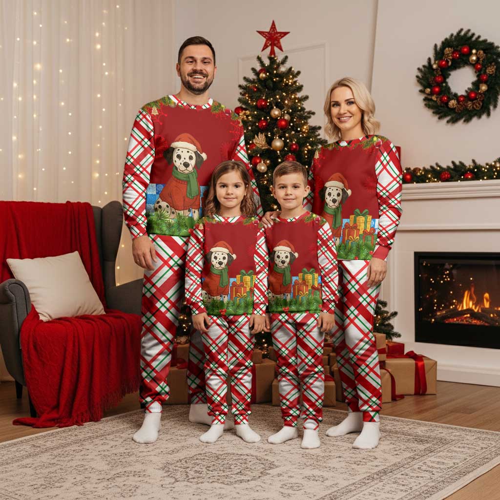 Croatia Christmas Pajama Set with Dalmatian Dog Presents and Red Plaid Holiday - Wonder Print Shop