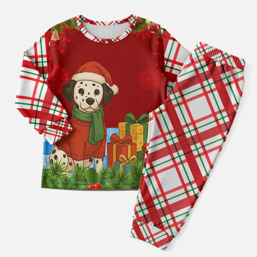Croatia Christmas Pajama Set with Dalmatian Dog Presents and Red Plaid Holiday - Wonder Print Shop
