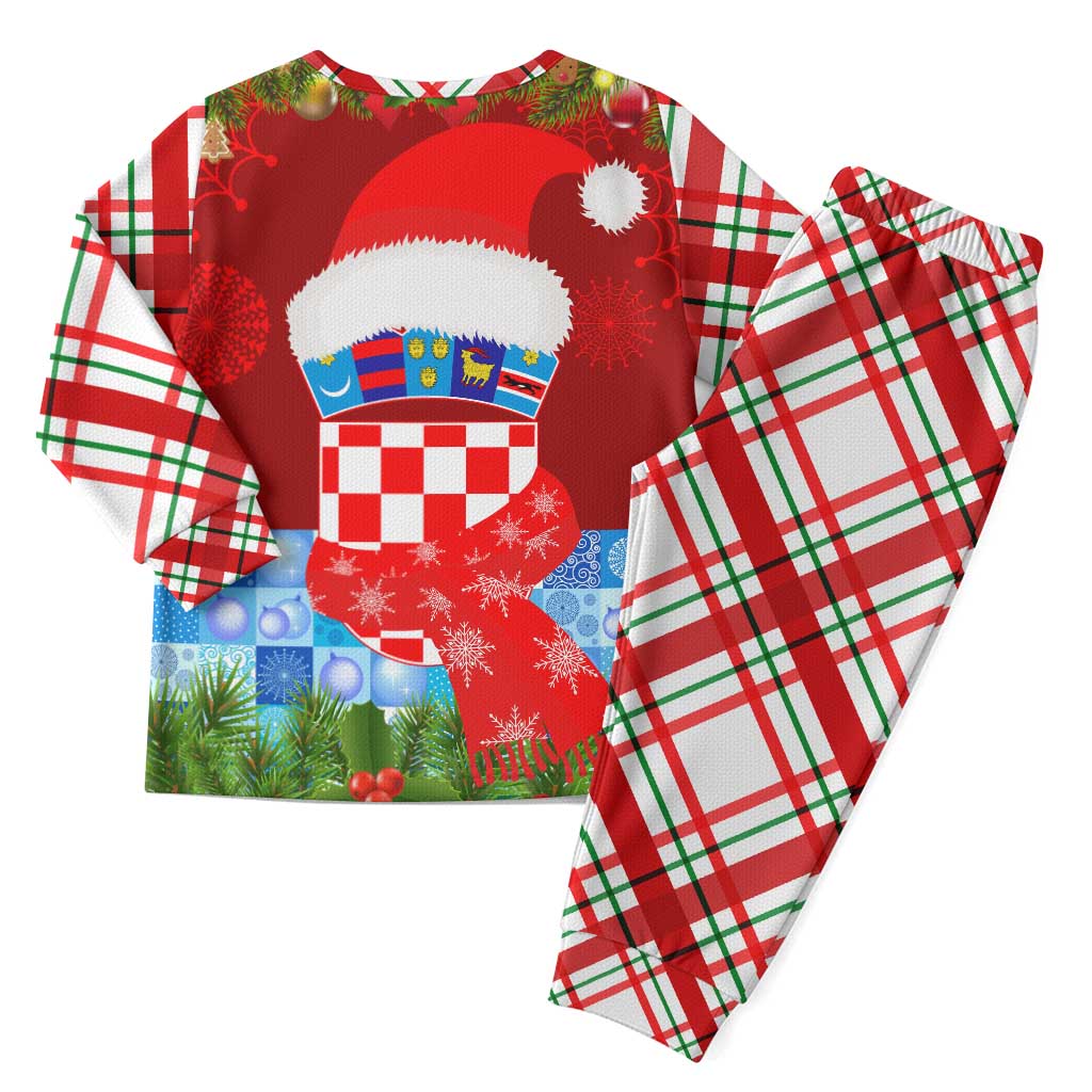 Croatia Christmas Pajama Set with Dalmatian Dog Presents and Red Plaid Holiday - Wonder Print Shop