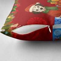 Croatia Christmas Pillow Cover with Dalmatian Dog Presents and Red Plaid Holiday - Wonder Print Shop