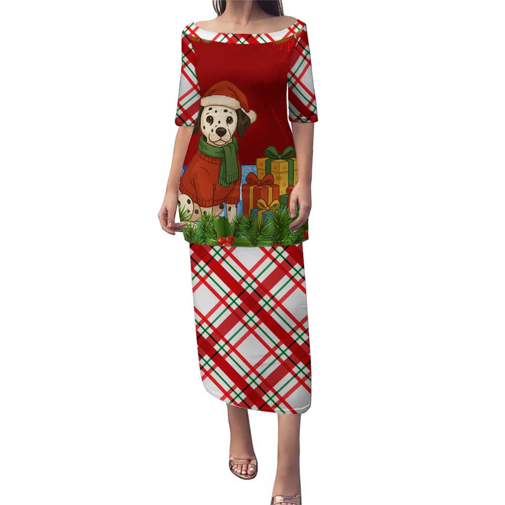 Croatia Christmas Puletasi with Dalmatian Dog Presents and Red Plaid Holiday - Wonder Print Shop
