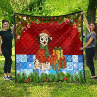 Croatia Christmas Quilt with Dalmatian Dog Presents and Red Plaid Holiday - Wonder Print Shop