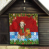 Croatia Christmas Quilt with Dalmatian Dog Presents and Red Plaid Holiday - Wonder Print Shop