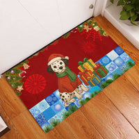 Croatia Christmas Rubber Doormat with Dalmatian Dog Presents and Red Plaid Holiday - Wonder Print Shop