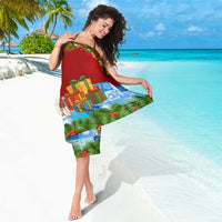 Croatia Christmas Sarong with Dalmatian Dog Presents and Red Plaid Holiday - Wonder Print Shop