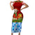 Croatia Christmas Short Sleeve Bodycon Dress with Dalmatian Dog Presents and Red Plaid Holiday - Wonder Print Shop