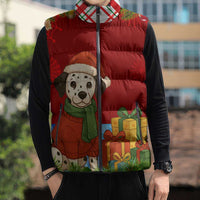 Croatia Christmas Sleeveless Puffer Jacket with Dalmatian Dog Presents and Red Plaid Holiday - Wonder Print Shop
