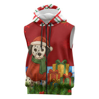 Croatia Christmas Sleeveless Zip Hoodie with Dalmatian Dog Presents and Red Plaid Holiday - Wonder Print Shop