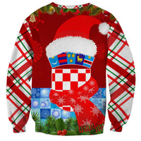 Croatia Christmas Sweatshirt with Dalmatian Dog Presents and Red Plaid Holiday - Wonder Print Shop