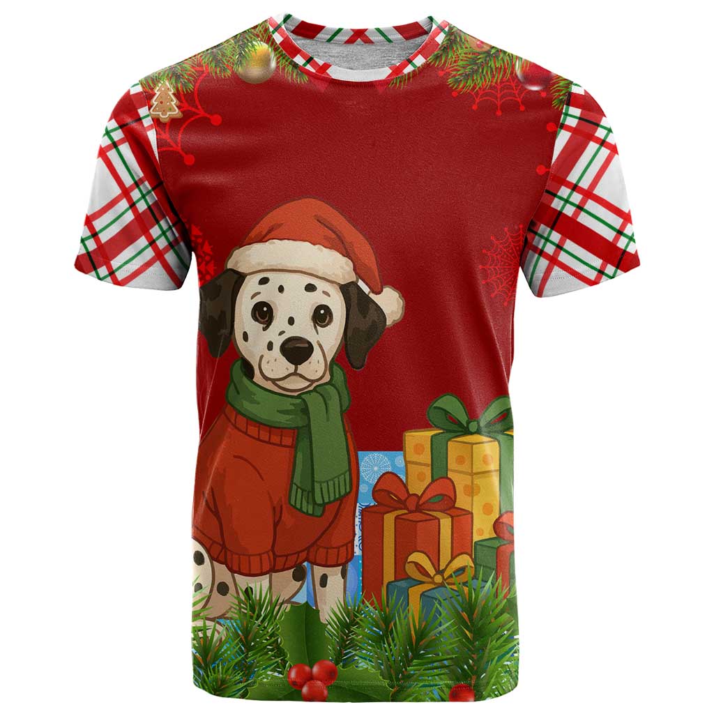 Croatia Christmas T Shirt with Dalmatian Dog Presents and Red Plaid Holiday - Wonder Print Shop