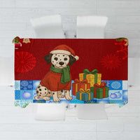 Croatia Christmas Tablecloth with Dalmatian Dog Presents and Red Plaid Holiday - Wonder Print Shop