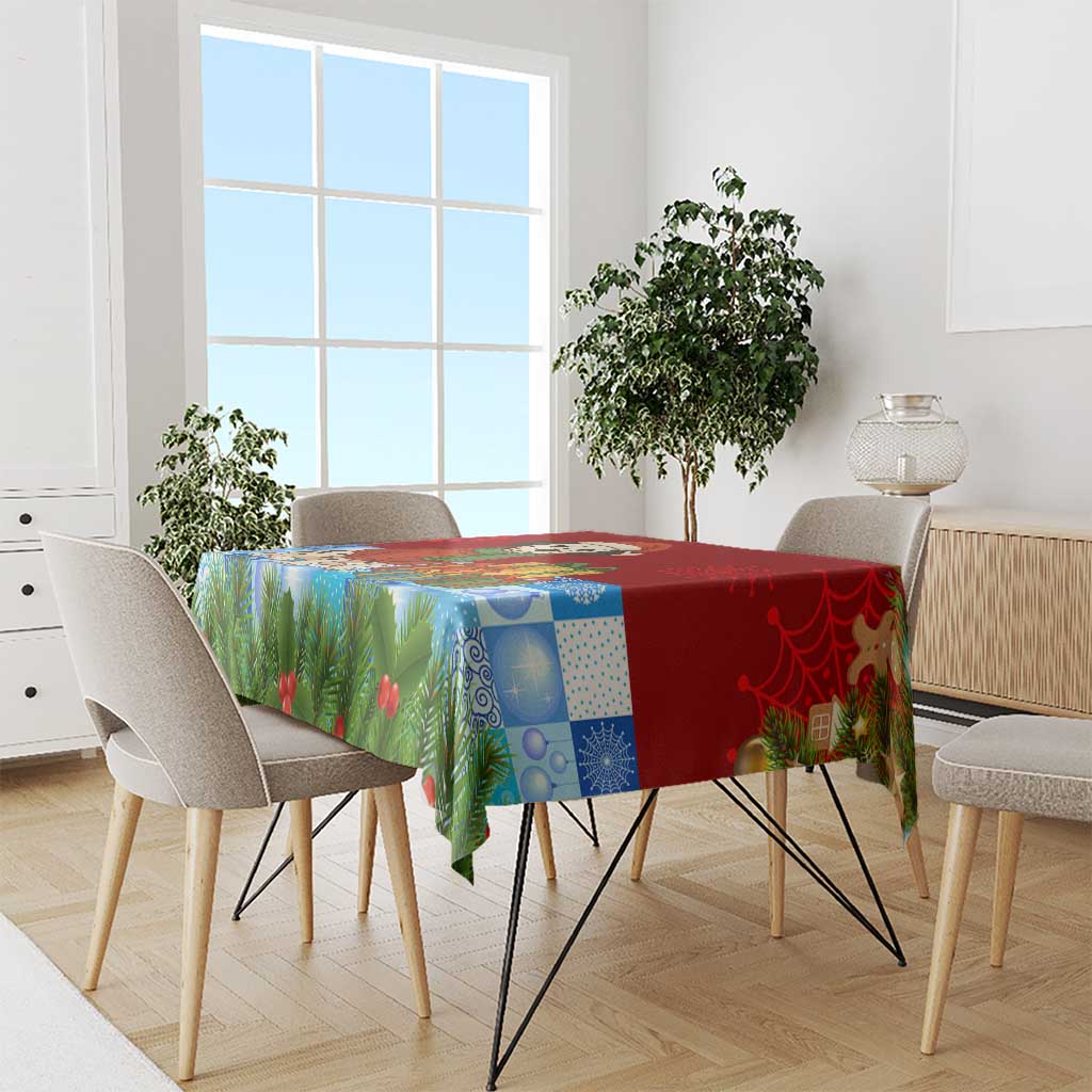 Croatia Christmas Tablecloth with Dalmatian Dog Presents and Red Plaid Holiday - Wonder Print Shop