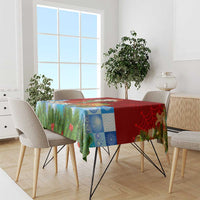 Croatia Christmas Tablecloth with Dalmatian Dog Presents and Red Plaid Holiday - Wonder Print Shop
