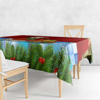 Croatia Christmas Tablecloth with Dalmatian Dog Presents and Red Plaid Holiday - Wonder Print Shop